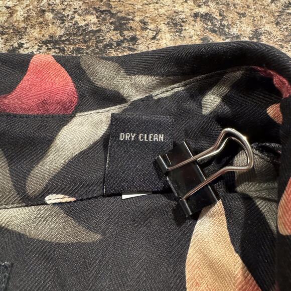 Valerie Stevens Top Silk Hawaiian Retro Resort Boho Button Up Floral Black 16W - Picture 4 of 5